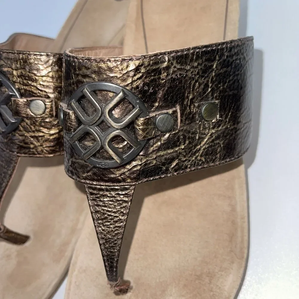 UGG Bronze Sandles Cork Wedge Bronze Size 10 USA